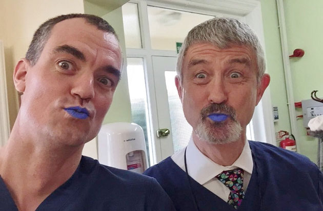 Sixtysix Dental Leo and Adam blue lip selfies
